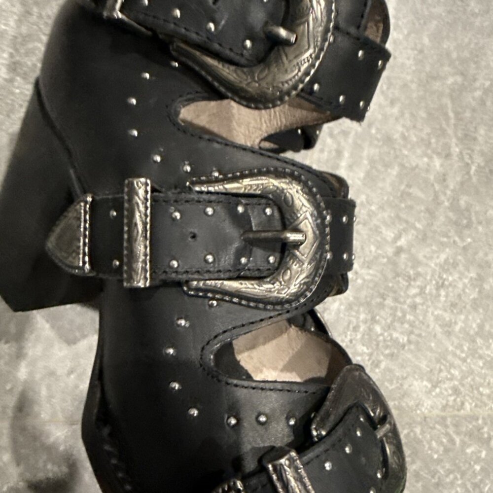 FREEBIRD BY STEVE - VIOLET BLACK LEATHER Sandal/booties SIZE 9 - Picture 5 of 9